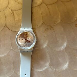 Cream swatch watch